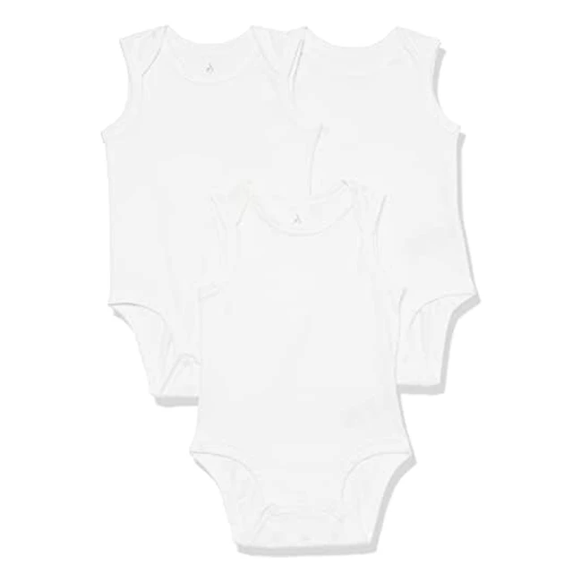 Amazon Essentials Unisex Babies Cotton Stretch Sleeveless Bodysuit - Pack of 3, White, 18 Months
