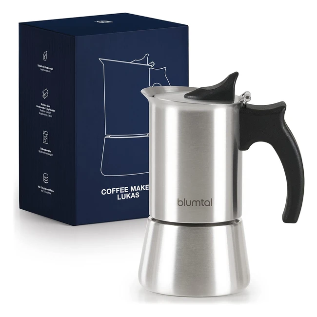 Blumtal Moka Caffettiera Induzione Caffe Moka 2 Tazze In Acciaio Inox - Resistenti e Durature