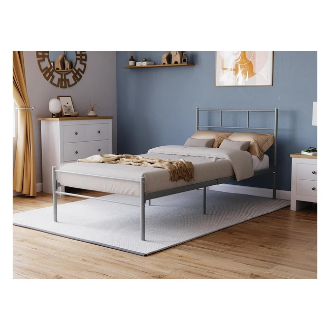 Vida Designs Dorset Bed Single 3ft Silver | Sturdy Steel Frame | Sleek and Modern Design