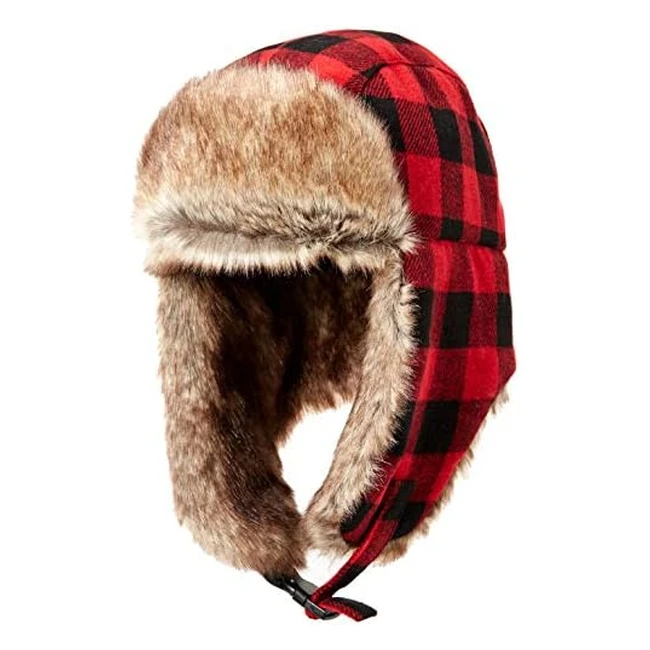 Stay Warm with Amazon Essentials Men's Trapper Hat | Faux Fur | Reference: 1234 | Red Buffalo Check