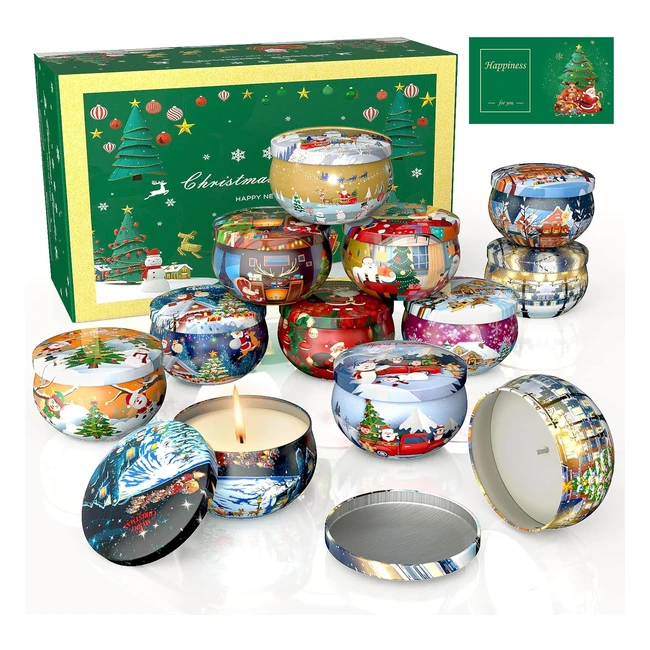 Primevolve Candele Profumate 12 Pezzi - Candele Natalizie 100% Natural Soy Wax - Confezione Regalo Donna - Pensierini Natalizi - Set Candele Profumate Adatto per Natale Compleanno Matrimonio Bagno Yoga