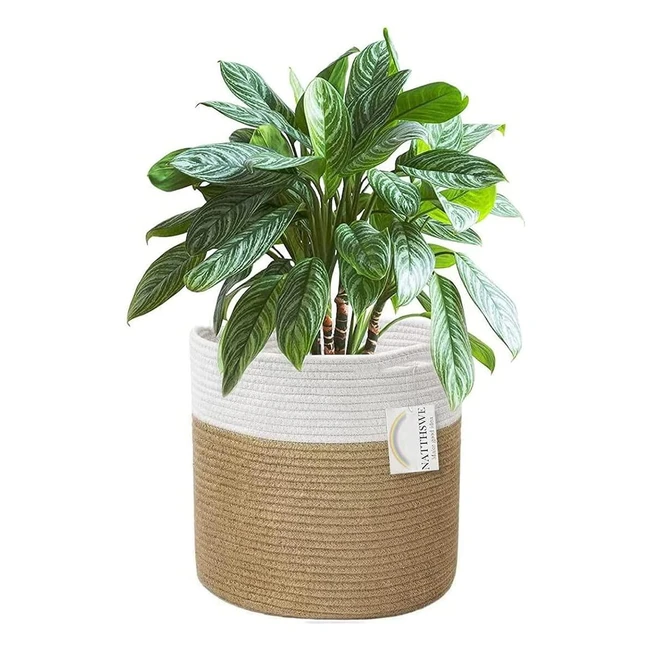 Natthswe Plant Basket with Liner - Indoor Woven Plant Pots for 9 Planter - Cotton Rope Jute Pot Decoration