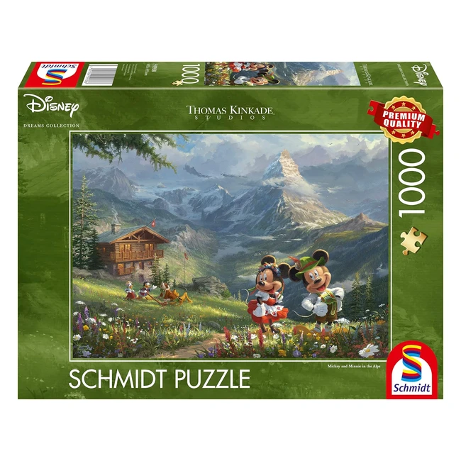 Schmidt Spiele 59938 Thomas Kinkade Disney Mickey Minnie in den Alpen Puzzle 1000 Teile