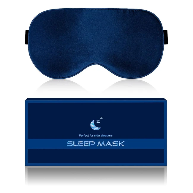 Mascherina per dormire in seta di gelso 100% - Ipoallergenica e oscurante - Fascia regolabile - Blu
