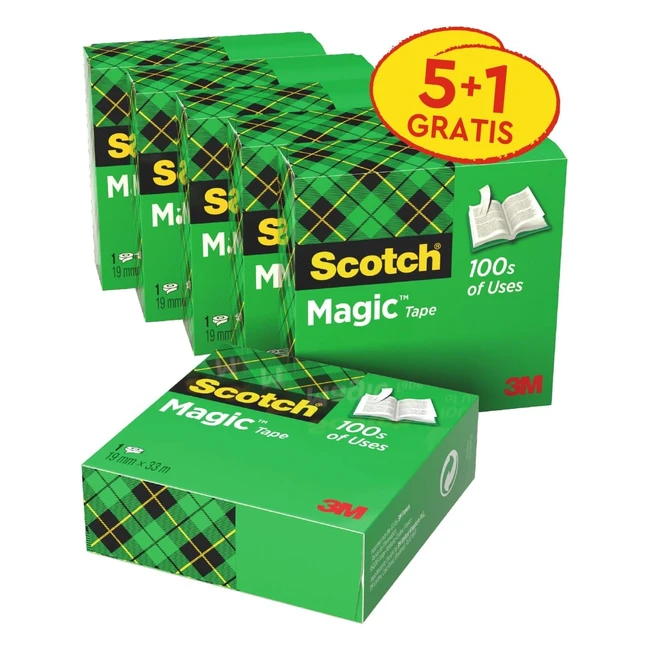 Cinta Adhesiva Invisible Scotch Magic 6 Rollos 19mm x 33m Uso General
