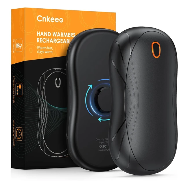 CNKEEO Hand Warmers 2 Pack Rechargeable 10hrs Long Lasting 3 Levels Heating