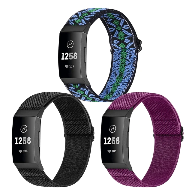 WNIPH Compatible with Fitbit Charge 3/4 Strap - Adjustable Elastic Nylon Replacement Sport Wristband