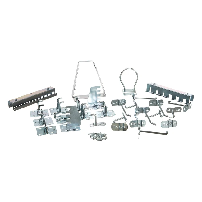 Lot de 28 porte-outils argent GDE 40768 - Espacement 38mm - Compatible avec plaques perforées et systèmes à trous carrés