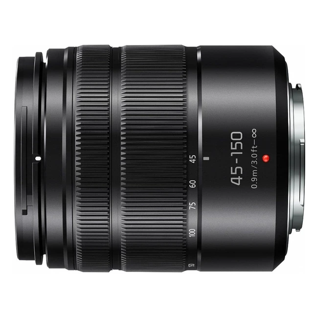 Objetivo Panasonic Lumix HFS45150 - Tele zoom para cámaras M43 - Focal 45-150mm - F4-F5.6 - Tamaño filtro 52mm - Lentes asféricas - Mega OIS - Negro