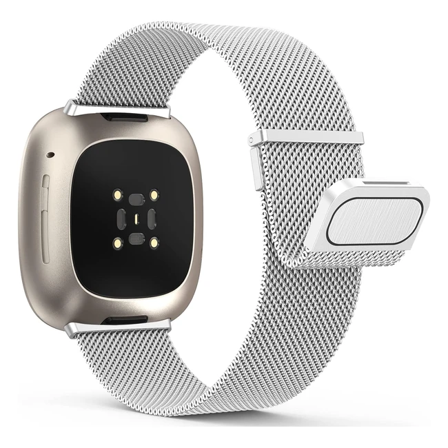 Yoohoo Straps Compatible with Fitbit Versa 34Sense - Adjustable Stainless Stee