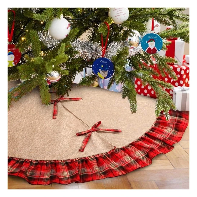 Gonna albero di Natale 48in rosso lino tappeto decorazione casa