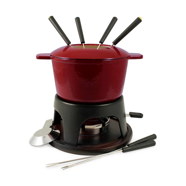 Swissmar F66705 Sierra Fondue Set 11-teilig GusseisenEdelstahl Kirschrot 16L -