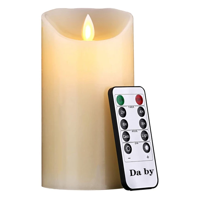 DA Flameless Candles 15cm LED Flickering Wick | Battery Powered | Remote Control