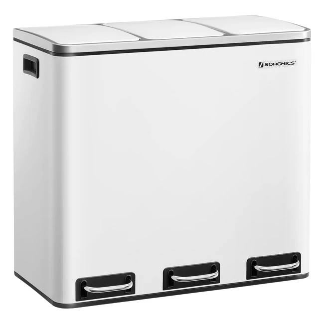 Cubo de Basura Songmics con 3 Compartimentos de 18L cada uno - Blanco LTB54WT