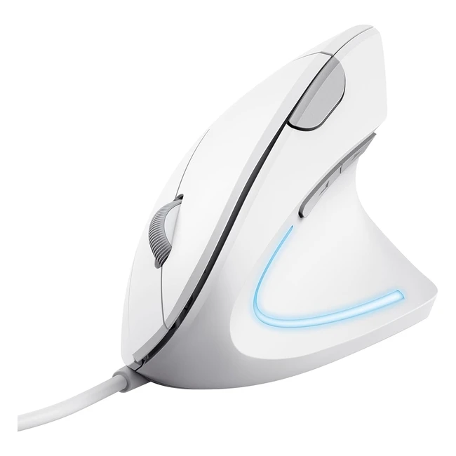 Trust Verto Wired Ergonomic Mouse | LED Illumination | Reduces Arm Strain | 10001600 DPI | 6 Buttons | Right Hand Users