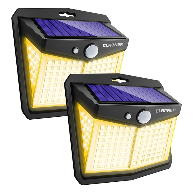 Claoner Solar Lights Outdoor Upgraded Wireless Motion Sensor Security Light 270 IP65 2 Pack
