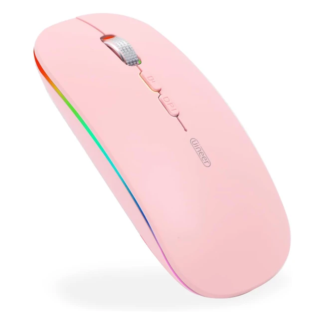 Uineer Bluetooth Mouse Rechargeable BT 5124G - Silent Wireless Mouse for Laptop/Desktop - Windows/Mac - Pink