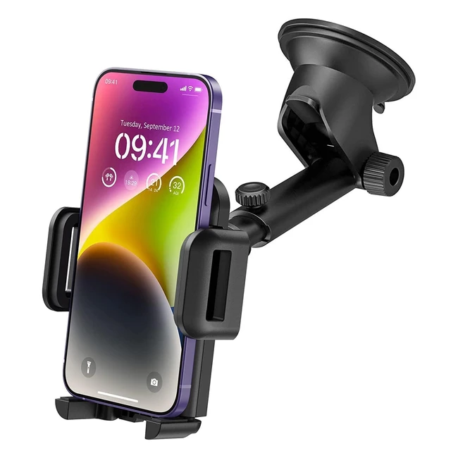 Supporto Auto Ventosa per Cellulare, Rotazione 360°, Braccio Esteso, Smartphone e GPS 4.7-7.0 pollici
