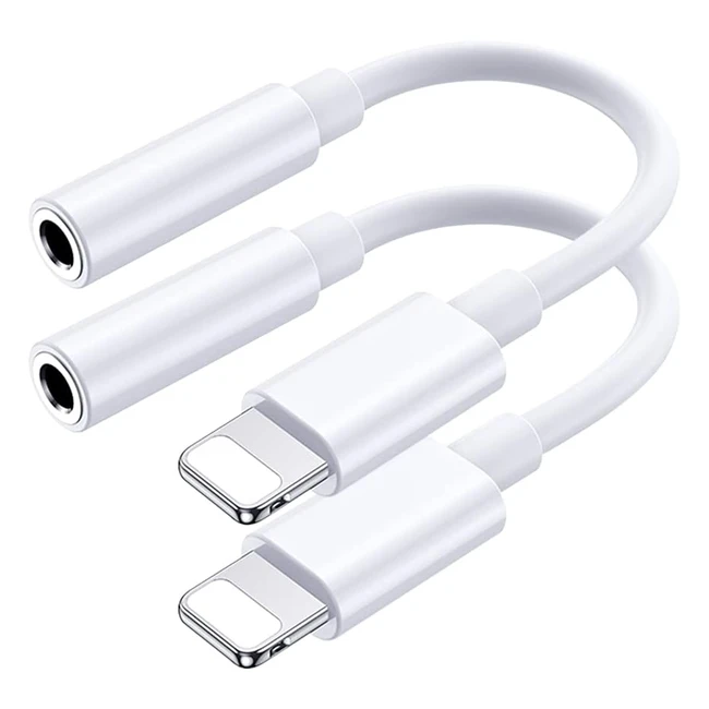 Adaptateur casque lightning vers jack 3.5 mm - Certifié Apple MFi - 2 pack