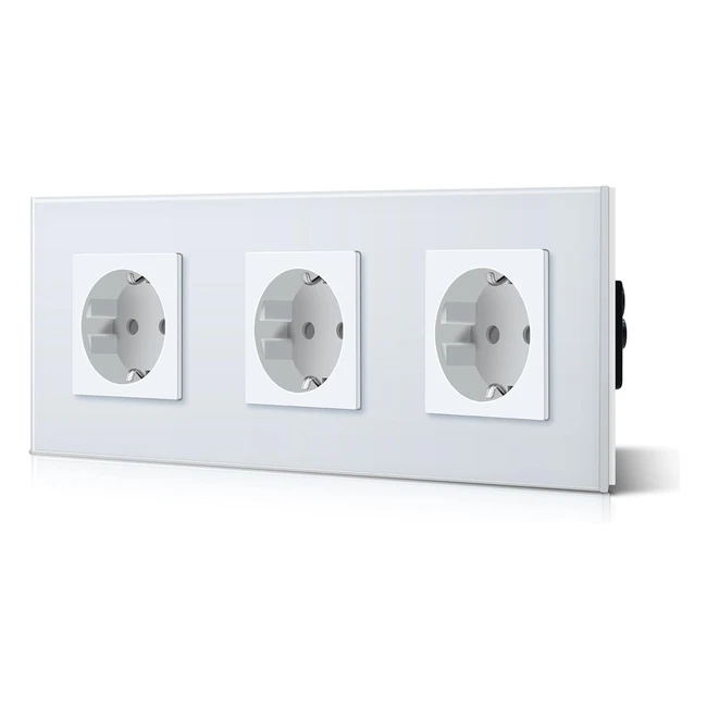 bseed Schuko 3-fach Steckdose EU-Standard Triptychon Wandsteckdose Kristallglasp