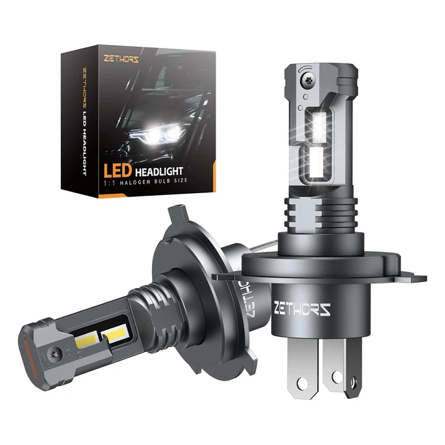 Zethors H4 LED Headlight Bulbs 50W 16000lm 6000K Mini H4 Bulbs