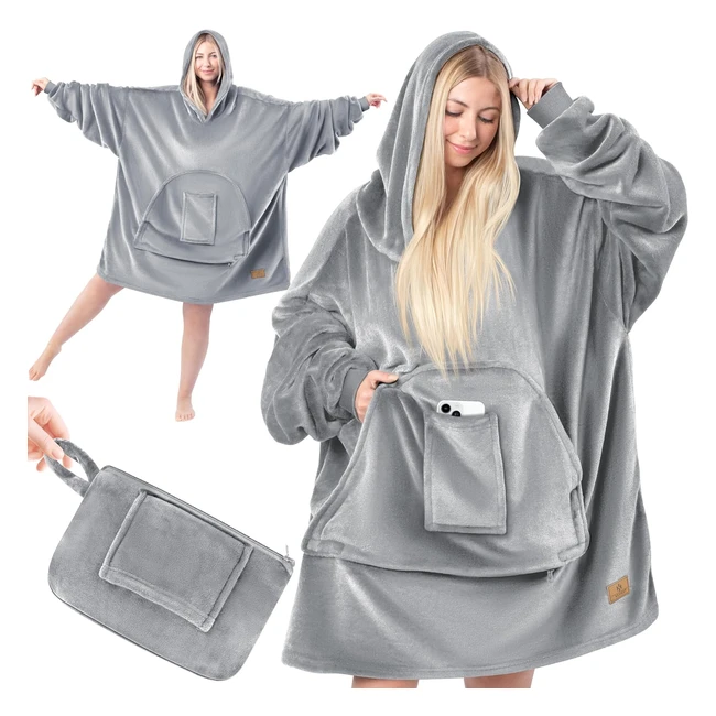 Kesser Hoodie Blanket - Warme Kuscheldecke mit rmeln - XXL - Grau
