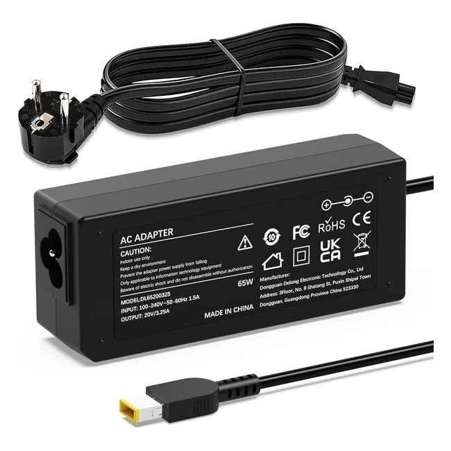 Cargador USB Portátil 65W Lenovo ThinkPad T430 T440 T450 T460 T470 X240 X250 X270 E540 E550 E570 G50 Z50 G70