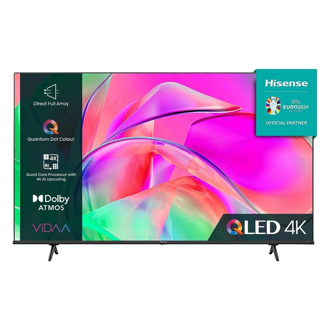 Hisense 43 Inch QLED Smart TV 43E77KQTUK - Quantum Dot Colour, Dolby Vision, Freeview Play, Netflix - 2023 New Model