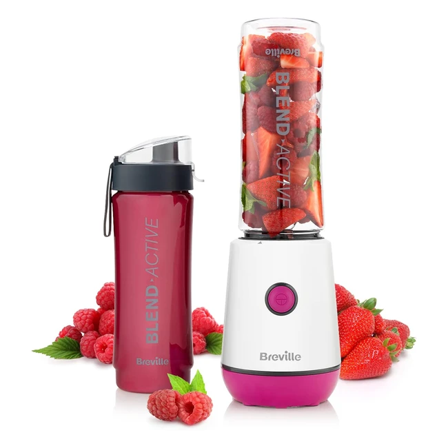 Breville Blend Active Personal Blender - Smoothie Maker - 350W - Portable Bottles - White/Pink