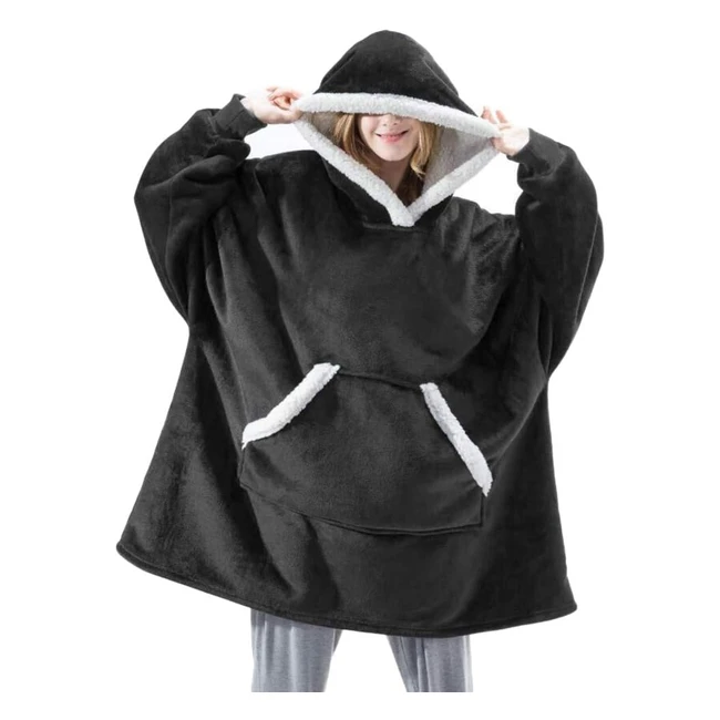 Manta con Capucha Sherpa Ultra Suave - Talla Única - Negro