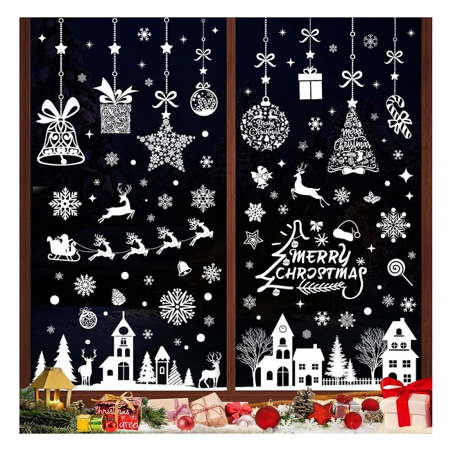 Pegatinas Navidad Ventanas Cristal - 193 Piezas - Vinilos Reutilizables - Decoración Navideña