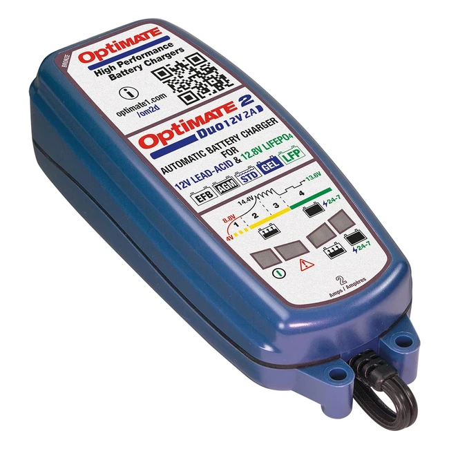 Chargeur de batterie Optimate TM550 - Batteries au plomb-acide et lithium - Réf. 128v132v - Maintenance long terme