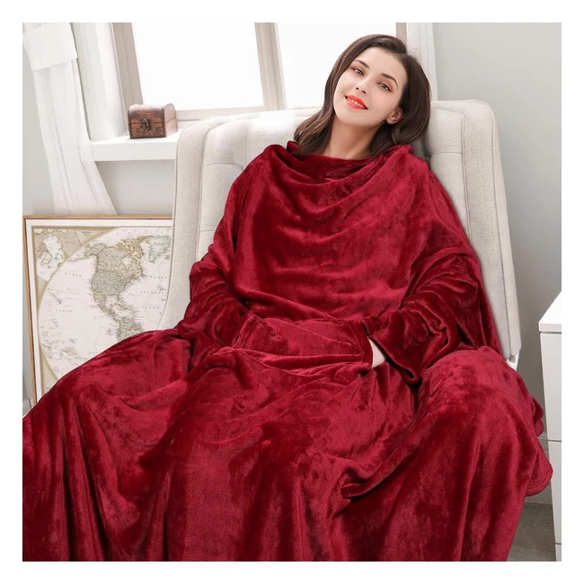 Batamanta Mujer Votuku - Mangas y Bolsillos - Franela Hombre Invierno - Bolas de Compression - Microfibra Suave - 170x200 cm