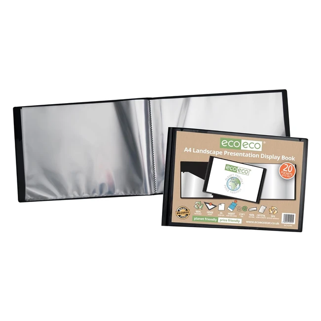 Cuaderno de Presentación A4 50% Reciclado 20 Bolsillos Negro