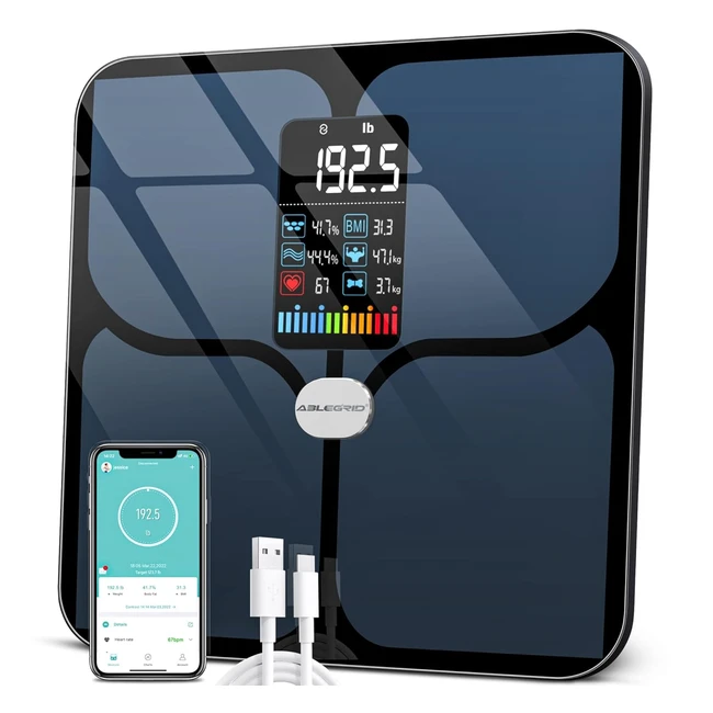Ablegrid Digital Smart Bathroom Scale - Large LCD Display - 16 Body Composition 