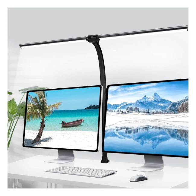 Lampe de Bureau LED Puissante 24W - Double Tête - 80cm - Pince d'Architecte - Lumière Douce - Pour Ecran PC - Design - Lecture - Dessin - Bureau