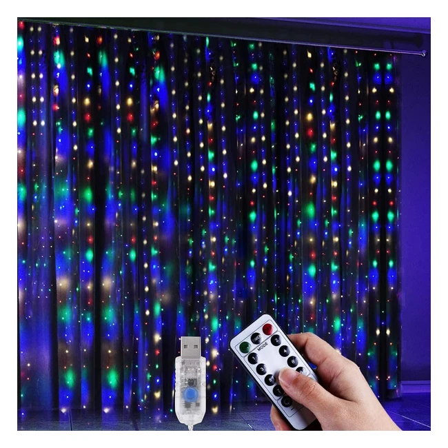 Guirlandes Lumineuses Rideau Multicolore 320 LED - Anpro 3 - Décoration Intérieure pour Noël Mariage Maison Patio - 8 Modes