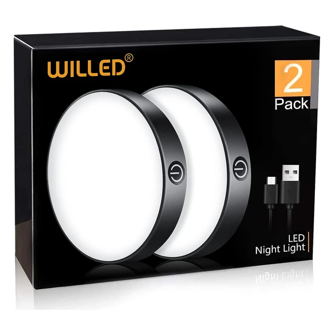 Rechargeable Tap Light 6000K Dimmable - Stick On Closet Light - Portable LED Puck Night Lights - 2 Pack