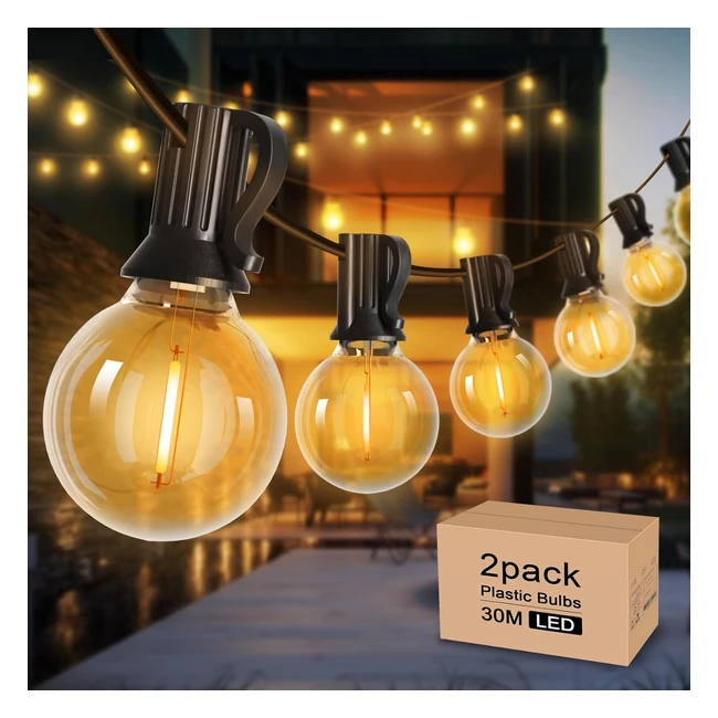 Paquetes de guirnaldas luces led exterior 30m - Niiu2, IP44, decoración para jardín, terraza, fiestas
