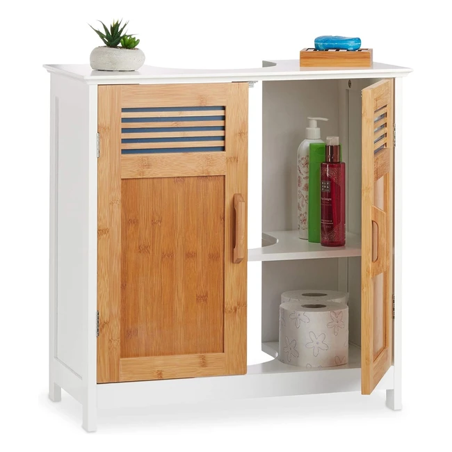 Mueble lavabo Relaxdays DMBAMB blanco/marrón 60x60x30cm - ¡Almacenamiento y diseño en uno!