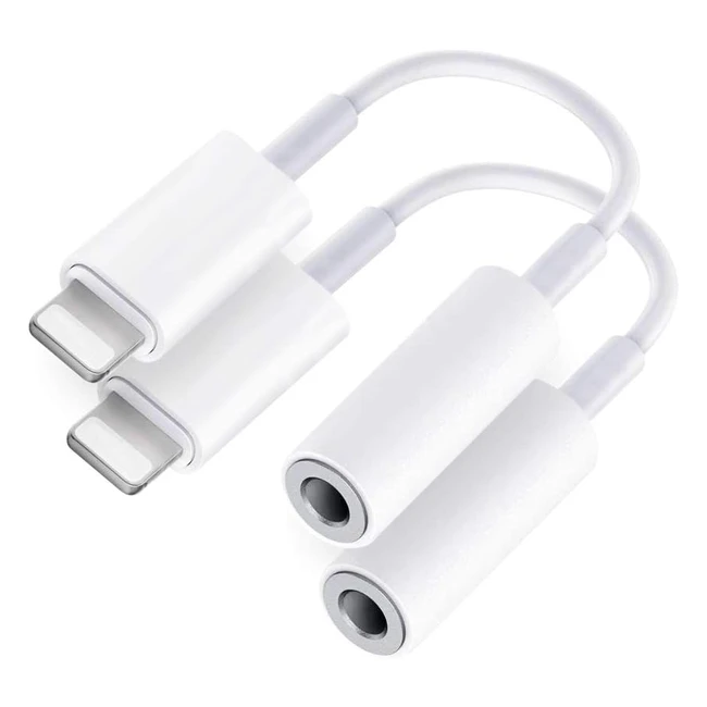 iPhone Headphone Jack Adapter Apple MFi Certified 2 Pack - Lightning to 3.5mm Audio Aux Adapter