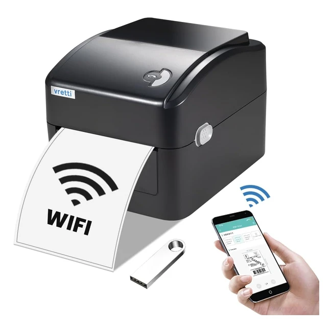 Vretti Label Printer - WiFi Thermal Printer 4x6 - Windows/Mac/Chromebook/Linux - Fast Shipping