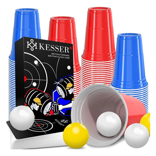 Kesser Beer Pong Becher Set mit Kartenspiel - 54 Karten - Trinkspiele Partybeche