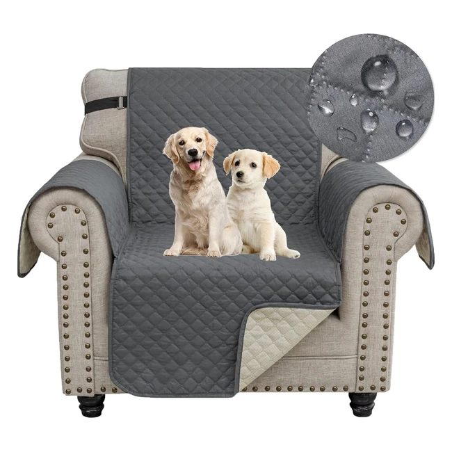 Housse Canapé 1 Place Imperméable avec Accoudoirs - Protection Complète contre les Griffures - Gris Foncé