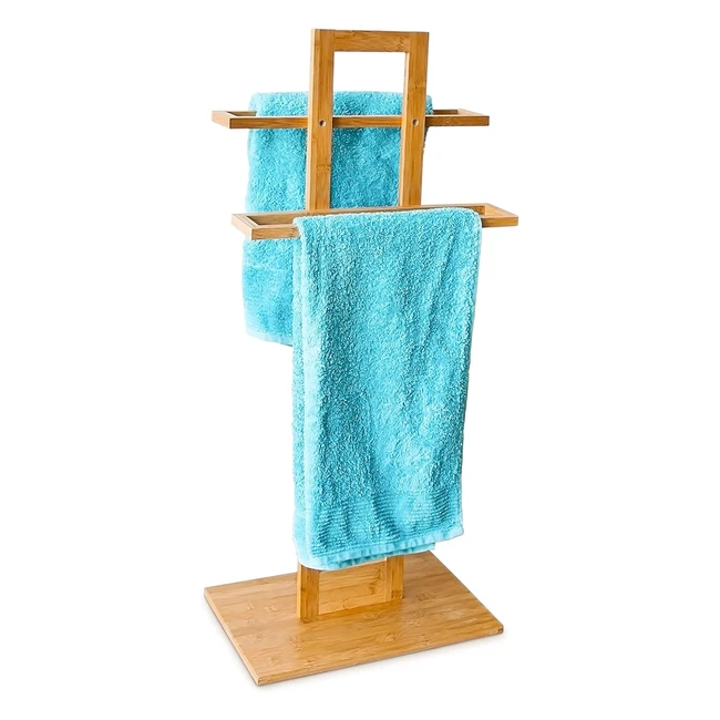 Porte-serviettes en bois de bambou Relaxdays - HXLXP 85x37x25 cm - 2 barres pour