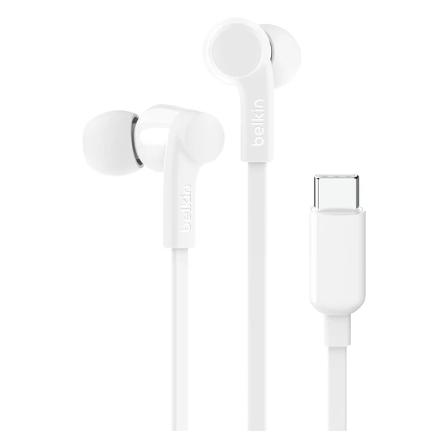 Écouteurs filaires Belkin Soundform avec connecteur USB-C pour iPhone, iPad, Samsung Galaxy, Google Pixel, etc. - Blanc