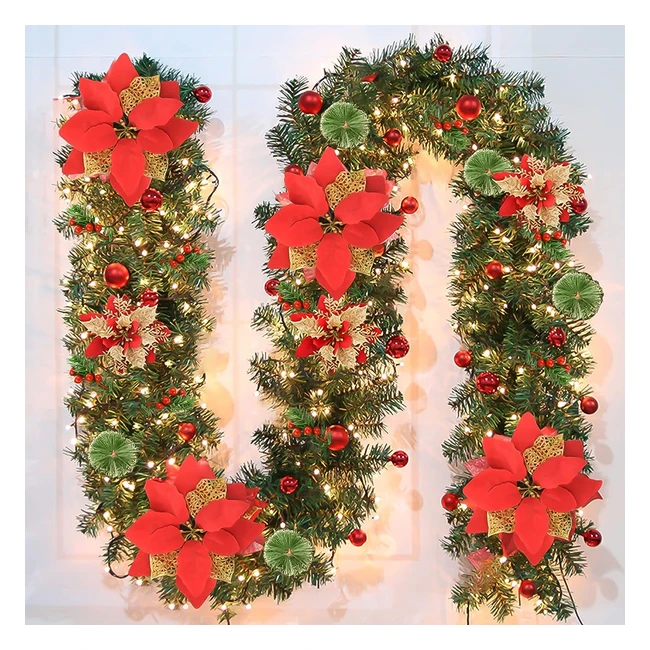 Ghirlanda Natalizia con Luci - Resistente e Versatile - 9 Piedi
