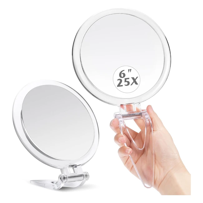 Miyadiva Miroir Grossissant 25x - Double Face 1x/25x - Miroir de Maquillage Pliable 6 pouces
