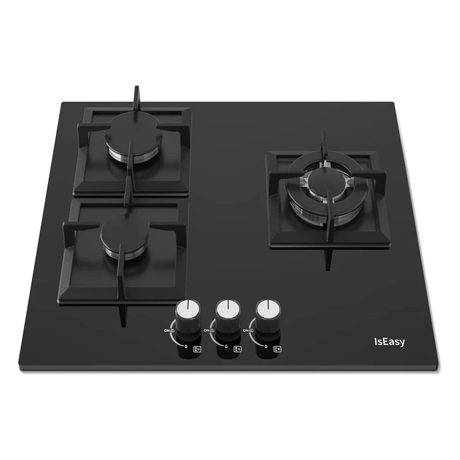 Plaque gaz encastrable 3 feuxs verre noir grille fonte - Réf. XYZ - Puissant et facile à nettoyer