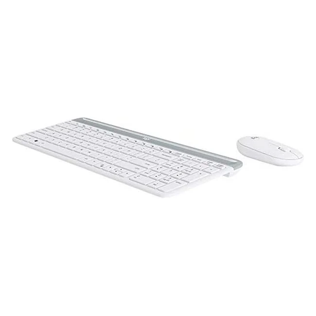 Logitech MK470 Kit Mouse e Tastiera, Layout Tedesco QWERTZ, Bianco - Ultrasottile, Design Compatto, Tasti Scissorswitch